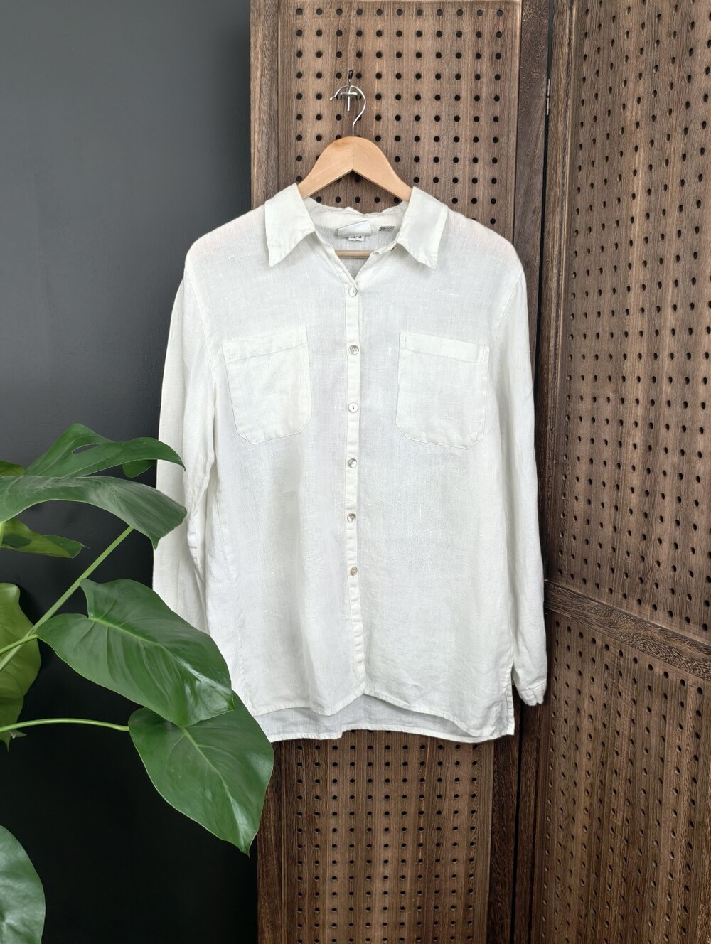 Vintage Chico's White Button-Down Linen Shirt